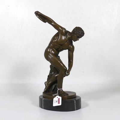 Lot 30 - A reproduction bronzed metal figure of...