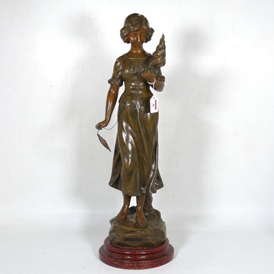 Lot 46 - An early 20th century spelter figure 'Fileuse',...