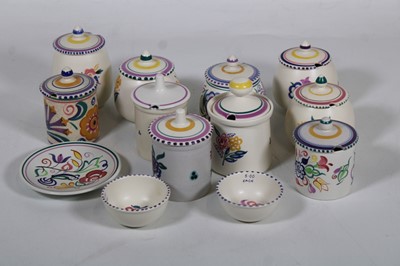 Lot 76 - A collection of Poole preserve jars and sugar...