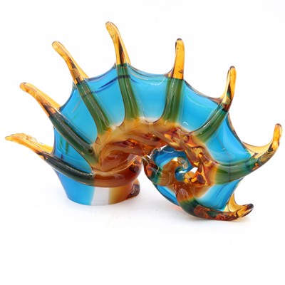 Lot 86 - A Murano style coloured glass model of a shell,...
