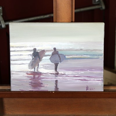 Lot 584 - Dennis Nash (b.1947) - Surfers on the Beach,...