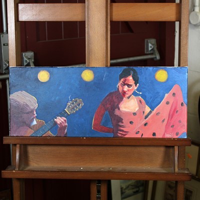 Lot 588 - Dennis Nash (b.1947) - Couple dancing under...