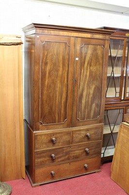 Lot 607 - A 19th-century mahogany linen press, h.198cm,...