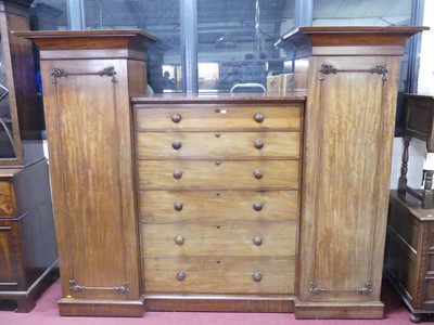 Lot 623 - A mid-Victorian mahogany gentleman's wardrobe,...
