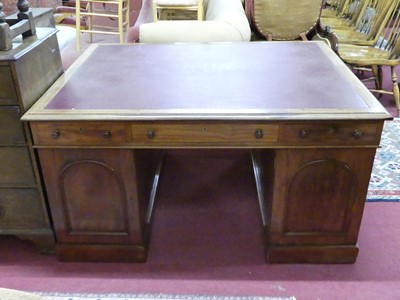 Lot 735 - A mid-Victorian mahogany twin pedestal partner'...