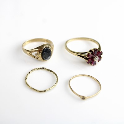 Lot 268 - A modern 9ct gold black onyx set signet ring,...