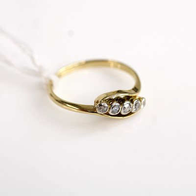 Lot 269 - An 18ct gold diamond five-stone half-hoop,...