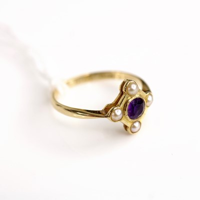Lot 271 - An Edwardian 15ct gold, amethyst and seed...