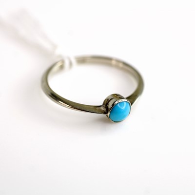 Lot 273 - An 18ct white gold and platinum, turquoise set...