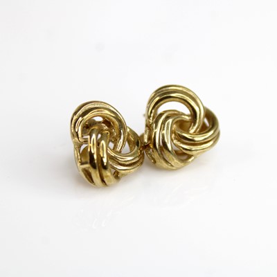 Lot 284 - A pair of 9ct gold 'ball of wool' ear clips,...