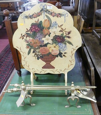 Lot 676 - Fireside wares, to include; a brass fender,...