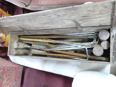 Lot 719 - A pine boxed croquet set