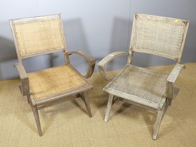 Lot 723 - A pair of limed hardwood framed and cane inset...