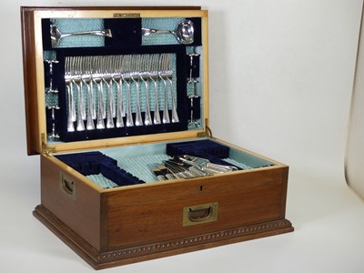 Lot 153 - A late 19th century figured mahogany cutlery...