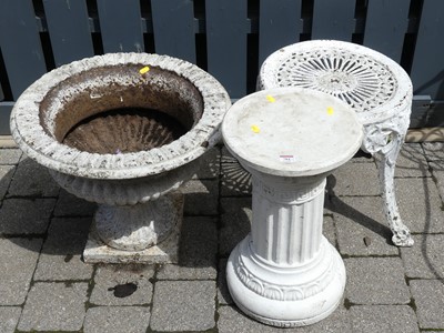 Lot 784 - A cast iron squat urn planter, dia.52cm;...