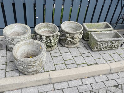 Lot 792 - Three various pairs of reconstituted stone...
