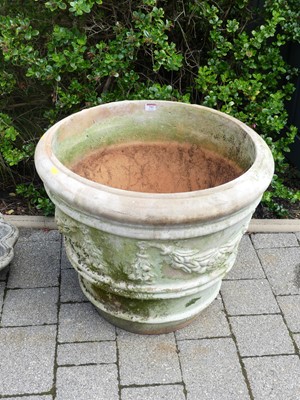 Lot 793 - A large terracotta circular garden planter,...