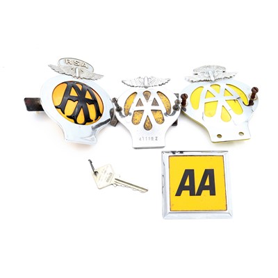 Lot 208 - A collection of four AA car badges