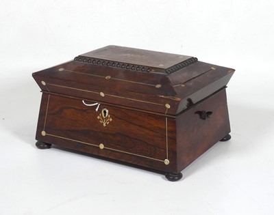 Lot 43 - A Victorian rosewood brass and mother of pearl...