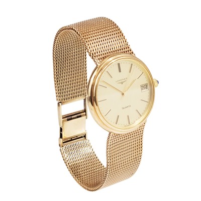 Lot A 9ct yellow gold Longines quartz wristwatch,...
