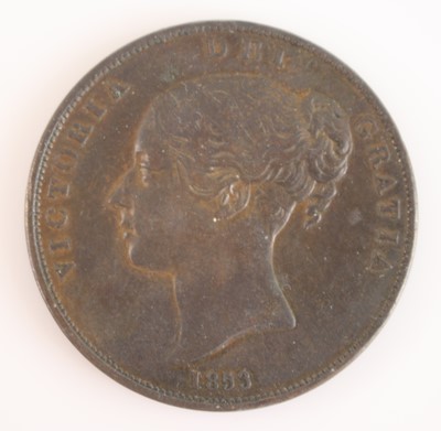 Lot 95 - Great Britain, 1858 penny, obv: Victoria young...