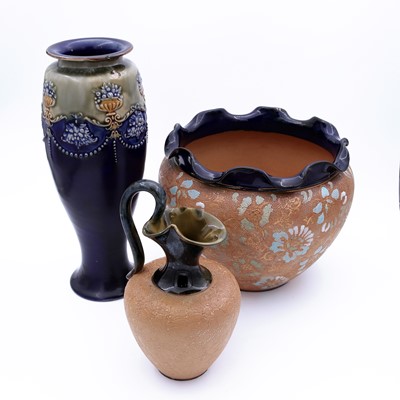 Lot 23 - A Royal Doulton stoneware vase, of high...