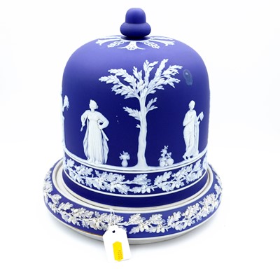 Lot 24 - A Victorian dark blue Jasperware cheese dome...