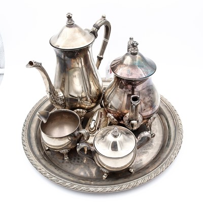 Lot 40 - A silver-plated four-piece teaset, comprising...