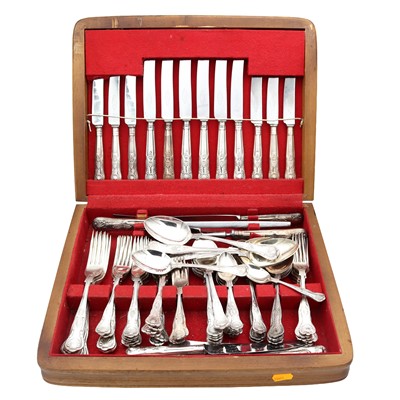 Lot 42 - A canteen of silver-plated cutlery in the...