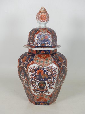 Lot 44 - A Japanese Imari porcelain vase and cover, h.43cm