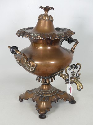 Lot 71 - A 19th century copper samovar, having a cast...