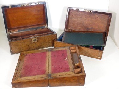 Lot 72a - A 19th century walnut writing slope, w.39.5cm,...