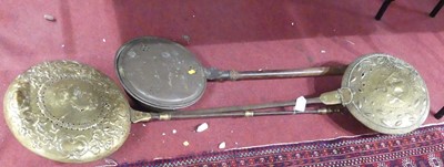 Lot 73a - An 18th century copper and brass warming pan,...
