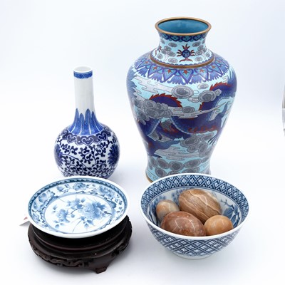 Lot 96 - A Chinese cloisonne enamel vase, decorated...