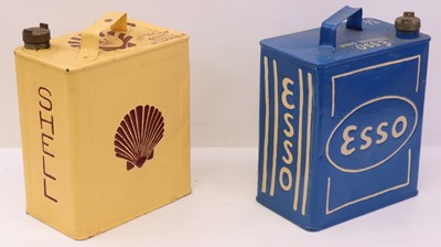 Lot 485 - 2-gallon Petrol cans. An Esso and a Shell,...