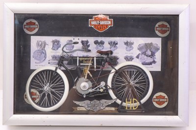 Lot 436 - Cased display of a 1/6 scale Harley Davidson...