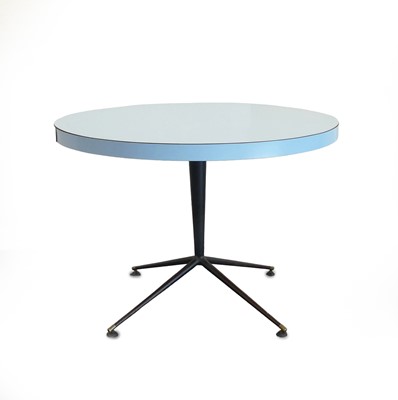Lot 496 - A 1960s blue formica topped circular pedestal...