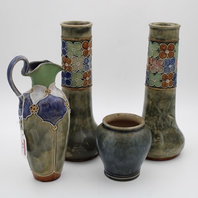 Lot 67 - A pair of Royal Doulton vases, each having...