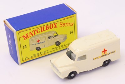 Lot 254 - Matchbox regular wheels No. 14 Lumus Ambulance,...