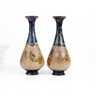 Lot 278 - A pair of Royal Doulton footed bottle shaped...