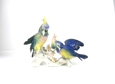 Lot 304 - Karl Ens - a porcelain parrot group, modelled...