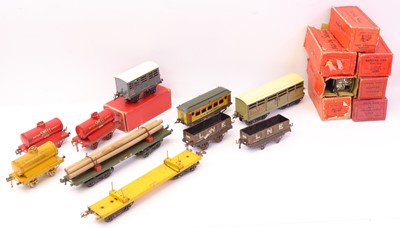 Lot 141 - Box containing approx. 17 Hornby 0-gauge goods...