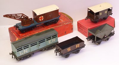 Lot 144 - Five ‘less common’; Hornby 0-gauge goods...