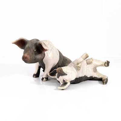 Lot 307 - Two contemporary Raku-fired studio ceramic...