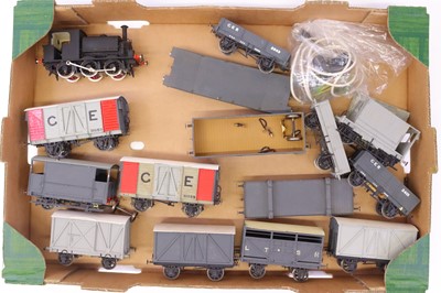 Lot 381 - One 0-gauge loco &14 goods wagons. All kit...