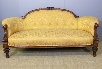Lot 223 - A Victorian walnut framed and silk damask...