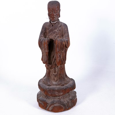 Lot 52 - A Japanese carved softwood figure of a scholar,...