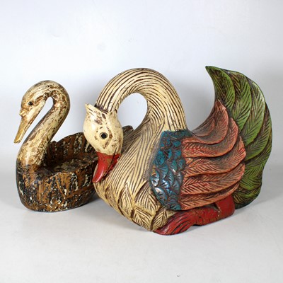 Lot 9 - An Oriental carved and painted hardwood figure...