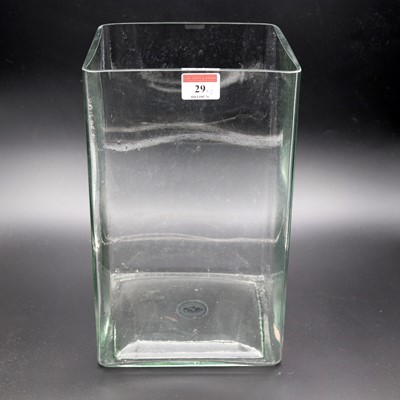 Lot 29 - A contemporary clear glass vase of rectangular...