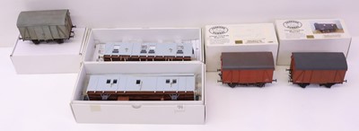 Lot 380 - Five 0 gauge finescale wagons, to include two...